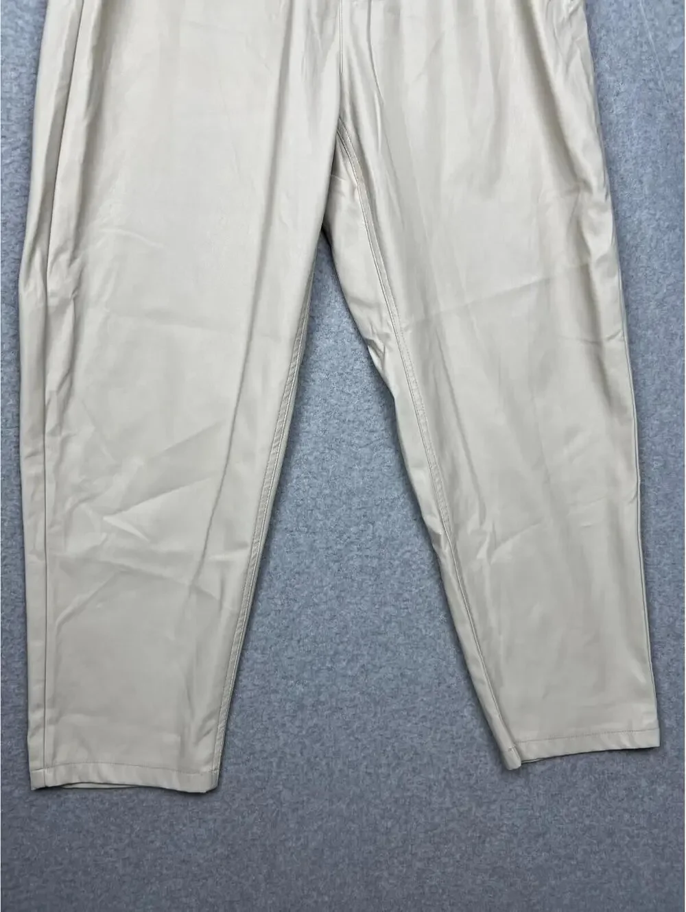90s Zara High Waist Paper Bag Wide Leg Faux Leather Pants Womens Size 8 Oversize